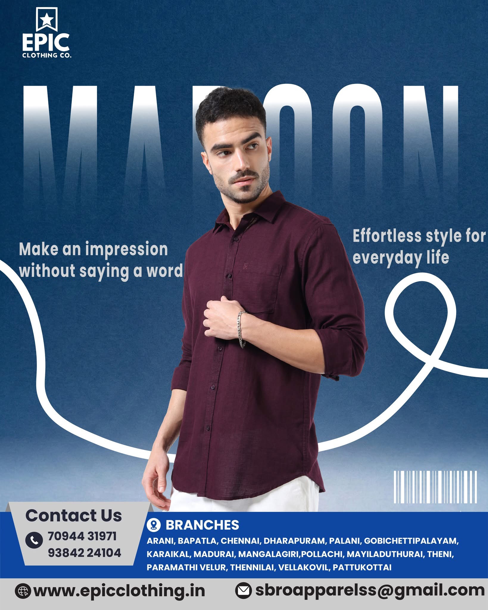 Epic Clothing burgundy shirt detail